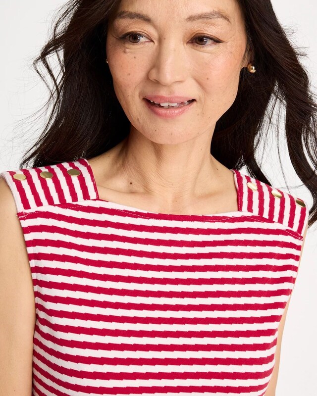 Cotton Striped Button Tee - image 4